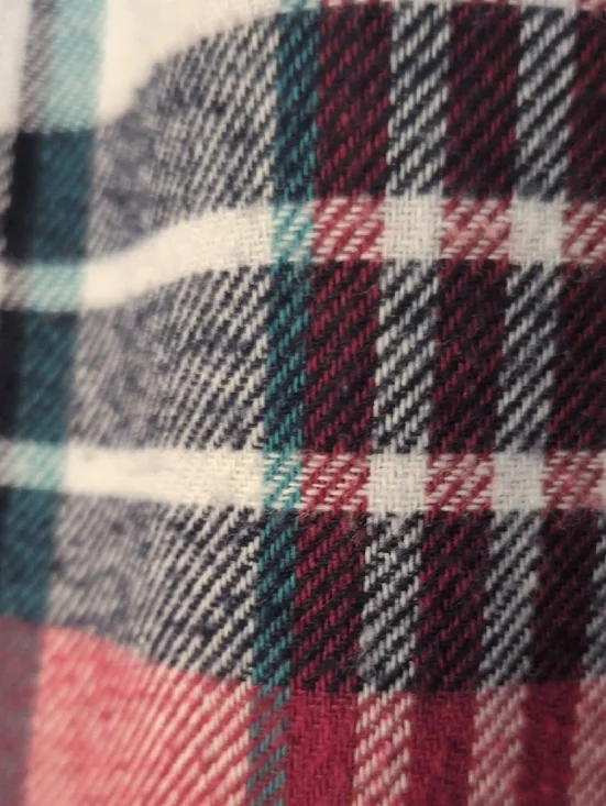 Orvis Plaid Snap-Front Jacket - Burgundy, Black, White, Teal With Pockets. - Picture 6 of 12